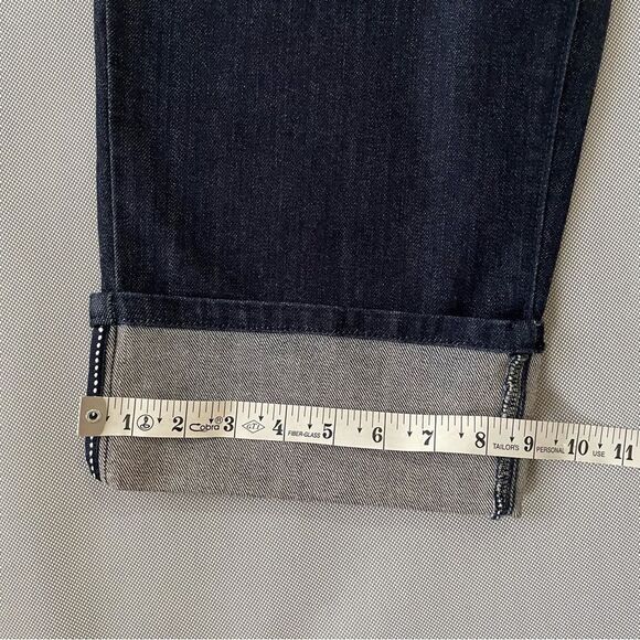 LL Bean Favorite Crop Dark Denim Cuffed Straight Fit Jeans Women’s Size 14 Reg - Picture 5 of 6